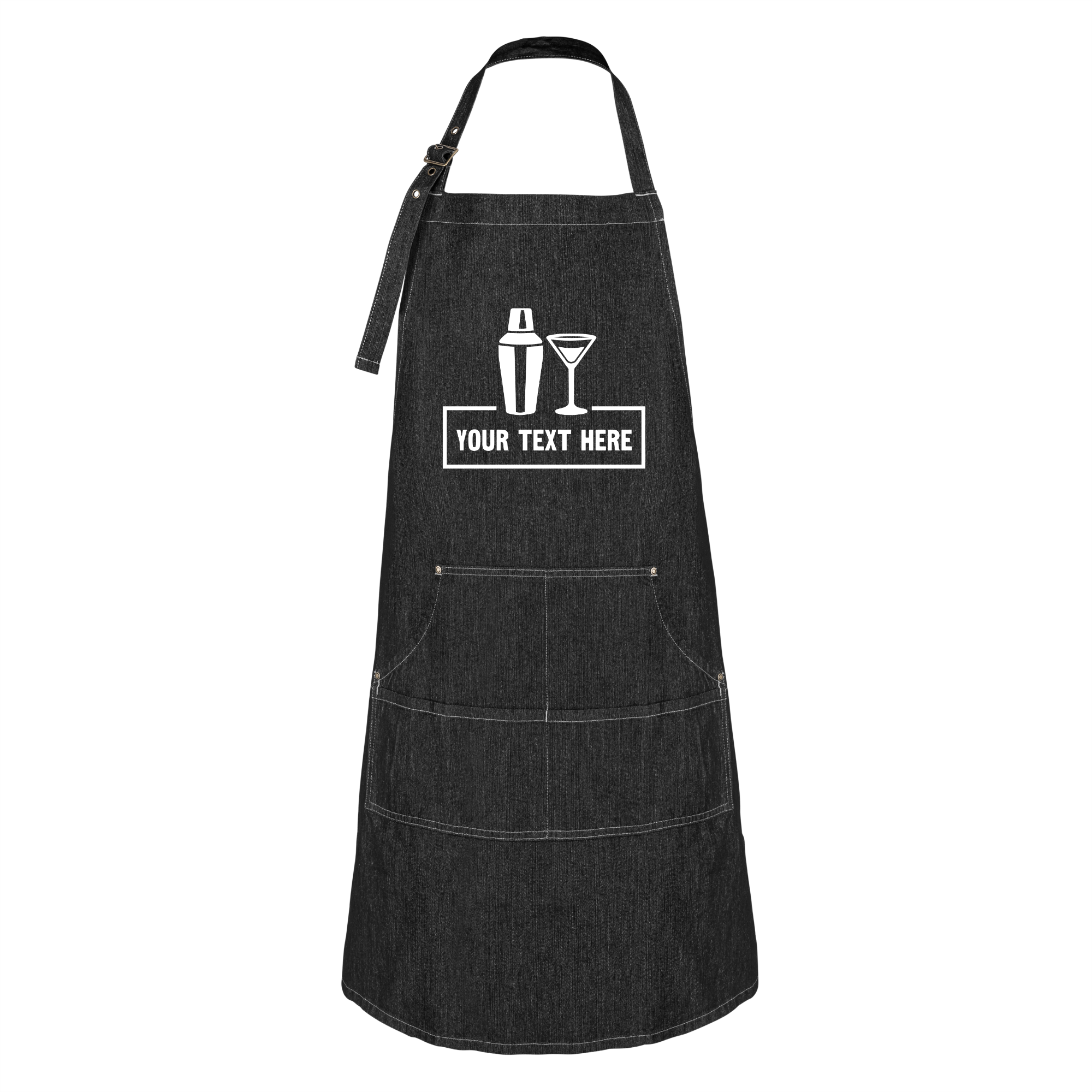 Custom Bartending Denim Apron Black