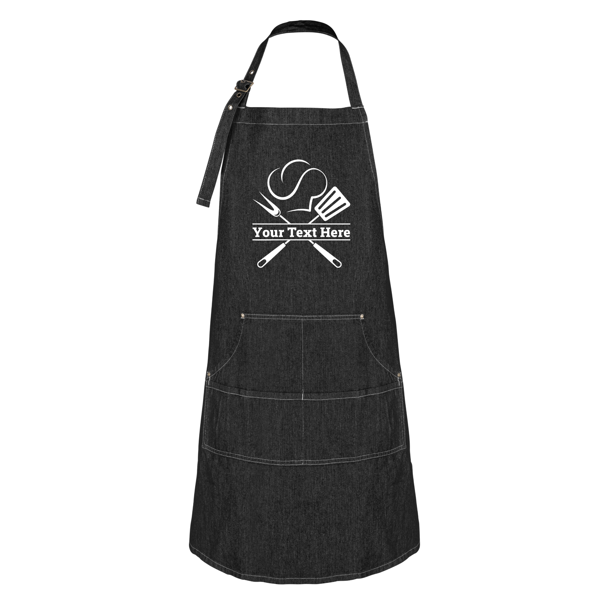 Custom Chef Denim Apron Black